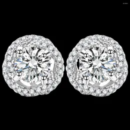 Stud Earrings Flower 925 Sterling Silver Light Luxury Small Versatile Elegant And Wedding Jewellery Engagement Girl