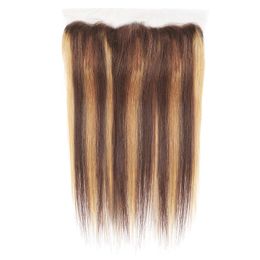 Brazilian Human Hair P4/27 Piano Colour 13X4 Lace Frontal Free Part Peruvian Indian Malaysian Hair Products Top Closures Straight