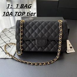 Top10A designer bag women wallet black handbag caviar bags gold chain classic flap 25CM shoulder luxury channel satchel