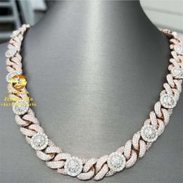 Nuovo stile Populante larghezza 18 mm Larghezza Iced Out Man Hip Hop Gioielli Pass Diamond Tester VVS1 Moissanite Flower Cluster Cuban Link Chain