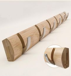 Flip 5 Hook WallMounted Rack Coat Hook Rack Towel Hanger Holder European Style Dress Coat Wall Door Bamboo Hanger2137741