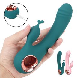 Vibrators Usb Rechargeable Dildo Rabbit Vibrator Sex Toys for Women Vaginal Anal Massager g Spot Clitoris Stimulation 10 Frequency Extend 231209