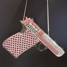 Evening Bags Pistol Gun Shape Rhinestone Evening Bags Crystal Women Party Clutch Purse Ladies Wedding Bridal Formal Clutch Bag Clutches Bags 231208