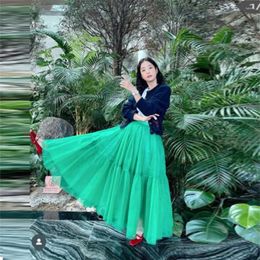 Skirts Green Tulle Long A Line For Lady To Birthday Party Formal Wear Female Adult Skirt