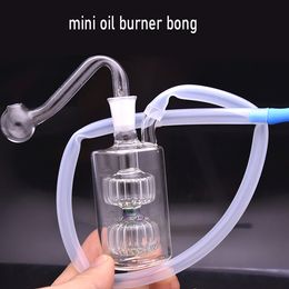 Large Stock Pocket Glass Oil Burner Bong Inline Stereo Matrix Perc Recycler Ash Catcher Bong 10mm Joint Dab Rig Bong with Male Glass Oil Burner Pipe Best Smoker Tools