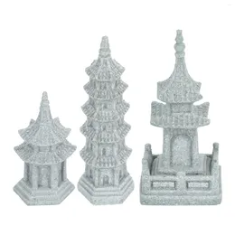 Garden Decorations 3pcs Pagoda Statue Tower Japanese Stone Lantern Miniature Figures Sculpture For Fairy Landscape