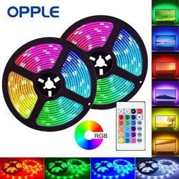 OPPLE RGB LED Strip Light 2M 5M USB Flexible Lamp 5050 Remote Desk Room Decoration BackLight Computer TV Decor Desksetup for Bedro262j