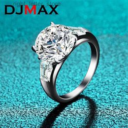 With Side Stones DJMAX White Gold Plated 5ct Moissanite Diamond Ring for Women Classic Four-claw S925 Silver Ring Double Halo Wedding Ring YQ231209