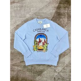 Casablanca Round Neck Pullover Sweater Long Sleeve Loose Men and Women Designer Letter Window Night Desert Print Sweater Casablanc Tops