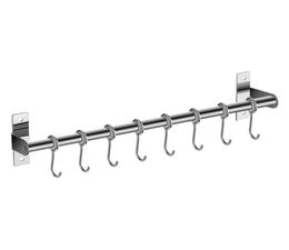 Wall Mounted Utensil Rack Stainless Steel Hanging Kitchen Rail With 6810 Hooks Mar15 Rails2187901