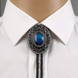 Neck Ties Handmade Southwest Totem Aquamarine Western Cowboy Bolo Tie for Shirt Necktie Metal Necklace Jewellery 231208