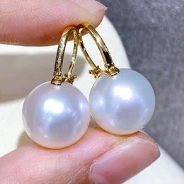 Dangle Earrings Gorgeous 10-11mm Natural South Sea Genuine Round White Pearl Earring 925S