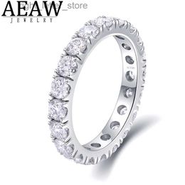 With Side Stones AEAW Solid 14K White Gold Round Moissanite Enternity Full Diamond Band 2.5mm 1.5ctw DF Color For Women YQ231209