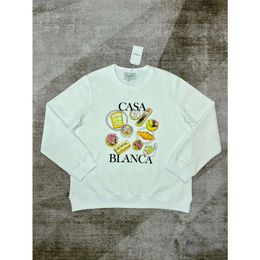 Casablanca Round Neck Pullover Sweatshirts Loose Casual Men and Women White Tops Hoodies Sweater Casablanc