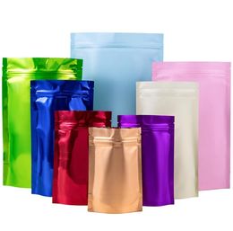 Colourful metallic plain Foil Packaging bags stand up Candy Snack pouch resealable zipper Seal Ziplock packs