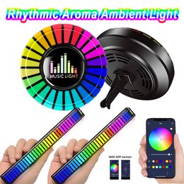 New Car Air Freshener with LED Aroma Decorate Atmosphere Fragrance Accessorie RGB Strip Sound Control Voice Rhythm Light APP Control