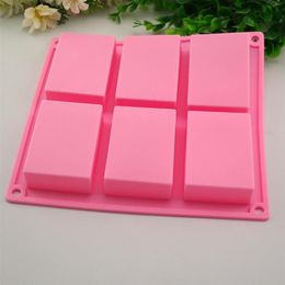 Cake Tools 6 Cavities Handmade Rectangle Square Silicone Soap Mould Chocolate DOOKIES Mould Cake Decorating Fondant Molds241q