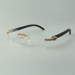 Designer bouquet diamond glasses Frames 3524012 with black wood temples and 56mm lens for unisex2688