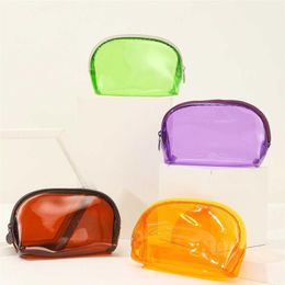 Cosmetic Bags Cases Women Clear Pvc Jelly Cosmetic Bag Girls Candy Colour Transparent Makeup Bag Travel Waterproof Toiletry Make Up2403