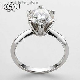 With Side Stones IOGOU 2023 Women's Engagement Ring 3 Mosanite Solitaire Ring White Gold GRA Certificate 925 Sterling Silver Luxury Jewelry YQ231209