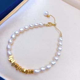 Beaded material and pearls is enough to make you beautiful all year round 5-6mm natural freshwater millet pearl bracelet HBB2 231208