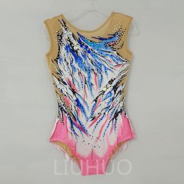 LIUHUO Customise Rhythmic Gymnastics Leotards Girls Women Pink Blue Competition Artistics Gymnastics Performance Wear