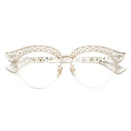 Cubojue Cat Eye Pearl Women Glasses Clear Lens Transparent Fashion Eyeglasses Frames Woman Half Frame Spectacles Eyeglass Ladies232x