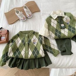 Pullover Plover Toddler Baby Sibling Matching Outfit Brother Sister Outfits Clothes Family Coat Sweater Vest 231113 Drop Delivery Kids Dhq3G
