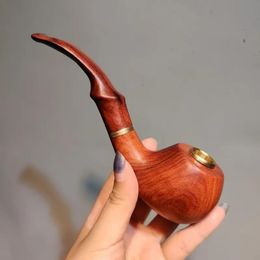 1pc Special New Middle-aged And Elderly Text Play Personality Copper Pot Pipe, Dual-use New Young People Flat Bottom Tobacco Pipe, Tobacco Pipe For Men And Women