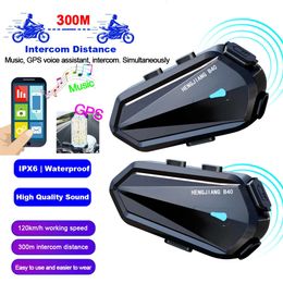 Car New 1/2X Bluetooth Intercom Motorcycle for 2 Rider BT 5.3 Wireless Walkie Talkie Moto Stereo Interphone While listening to GPS