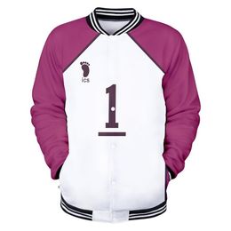 Japan Anime Haikyuu Baseball Jacket Men Bomber Jacket Shiratorizawa Academy Ushijima Wakatoshi Tendo Satori Cosplay Costume 4XL320l