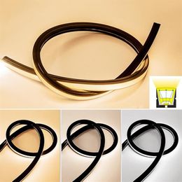 Strips Black 16MM Narrow Neon Strip Lamp SMD2835 DC12V Flexible Silicone Rope Tube Waterproof Recessed Home Decoration Soft Tape L274M