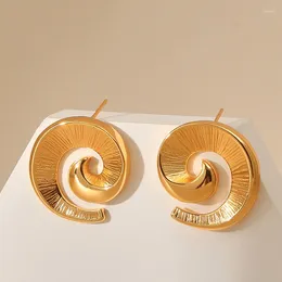 Hoop Earrings CCGOOD Ox Horn Design Vortex Shape For Women Gold Plated 18 K High Quality Minimalist Girl Gift Chic Aretes De Mujer