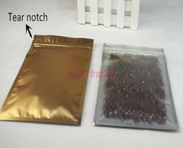 15x22cm 100pcslot translucency matte gold aluminum foil plastic ziplock bag front matte clear storage millet zipper pouch reseal7286352