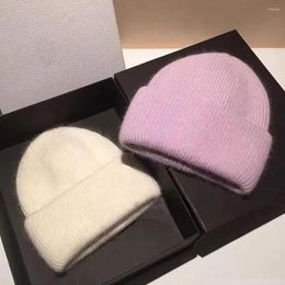 Berets High Elastic Knitting Hat Unisex Winter Imitation Fur For Men Women Warm Knit Beanie With Elasticity Solid Colour