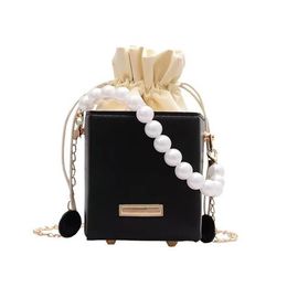 Myyshop PB0016 Fashion Mini Pearl Chain Wallet Mobile Single Shoulder Bags Messenger Bag White Yellow Purple Black 4 Colors162P