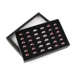 Storage Boxes Bins Black Velvet Ring Display Box Transparent Window Show Cover 36 Slots Earring Jewellery Holder Organizer3452000