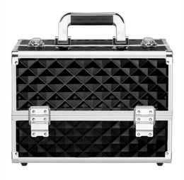 Multilayer Professional Portable Aluminium Cosmetic Makeup Case Black322g5909060