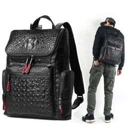 High quality leather Crocodile print backpack men bag Famous designers canvas men's backpack travel bag backpacks Laptop bag245T