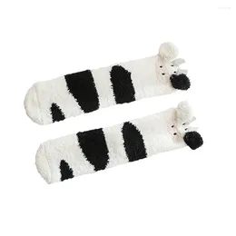 Women Socks Floor Woman Wamer Middle Tube Puffy Slippers Sweet Coral Fleece Stylish Thicken