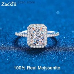 With Side Stones Certified Radiant Cut Moissanite Engagement Ring 1CT 2CT Colorless VVS Diamond Proposal Rings Sterling Silver Weddig Band Gifts YQ231209