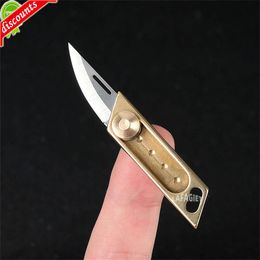 Upgrade Brass Mini Knife Push Sharp Blade Self Defence Pocket Knife Portable Keychain Unpacking Express Delivery Cutter Small Knife Tool