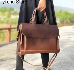 Briefcases Women Handbags ladies business A4 file briefcase 14 inch laptop bag female leather shoulder messenger travel bags 231208