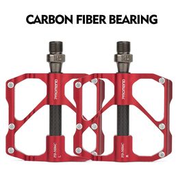 Bike Pedals PROMEND Mtb Pedal Road Bicycle Pedal Anti-slip Ultralight Mountain Bike Pedals Carbon Fibre 3 Bearings Pedale 231208