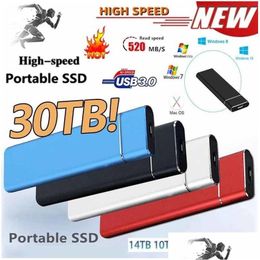 Hard Drives 60Tb Ssd Original Drive 30Tb High-Speed External Mobile Solid State Portable Usb 3.0 Type-C For Laptop Notebook Drop Deliv Dhtgl