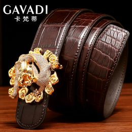 Crocodile leather men's belt designer new fashion trendy brand diamond studded casual zodiac buckle belt stainless steel faucet belt