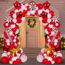 Party Decoration Christmas Balloons Garland Arch Kit Red White Balloon Gift Boxs Candy Cane Star Foil Globos Year