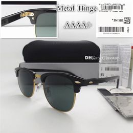 TOP Quality Glass Lens Fashion Men Women Plank Frame Sunglasses UV400 51MM Half Frame Designer Vintage Protecton Mercury Mirror Ca248i