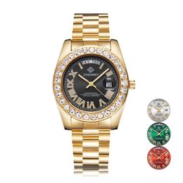 Role Hip Hop Watch For Men Cagarny Fashion Women's Quartz Watches Diamonds Wristwatch Waterproof Golden relogio masculino293Q