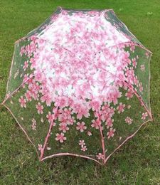 Romantic Transparent Clear Flowers Bubble Dome Cute Designer Goth Umbrella Half Automatic for Wind Heavy Rain Women Sun Umbrella H1916252